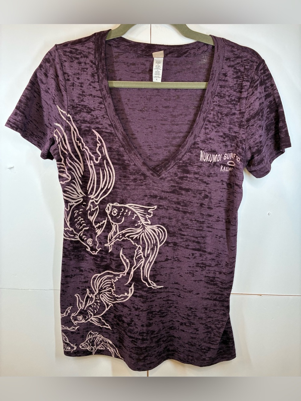 Coastal Classics Nukumoi Surf Co Kauai Burnout Graphic T-Shirt Women's Large